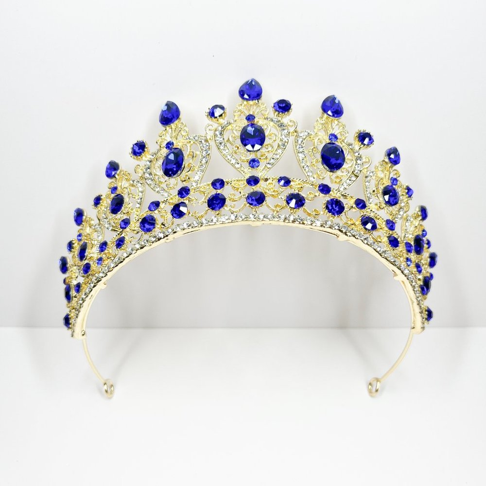 Vintage Blue Crystal Rhinestone, Bridal, Wedding, Prom, Pageant, Birthday, Gift - Picture 4 of 5